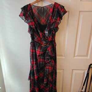 Lauren Ralph Lauren Tartan Ruffle-Trim Gown